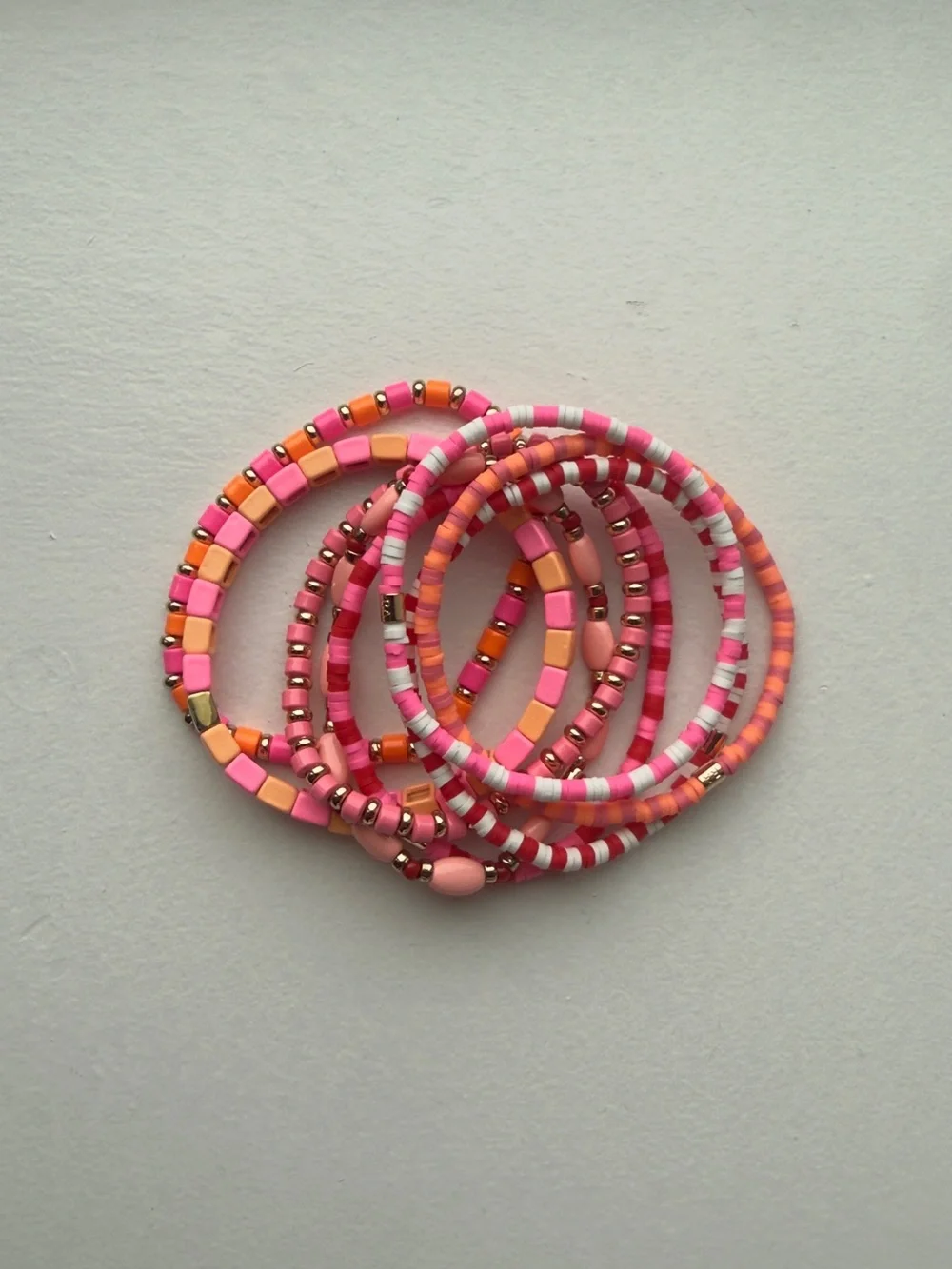 Roxanne Assoulin Pink & Coral Beaded Stretch Bracelets - Picture 2 of 3